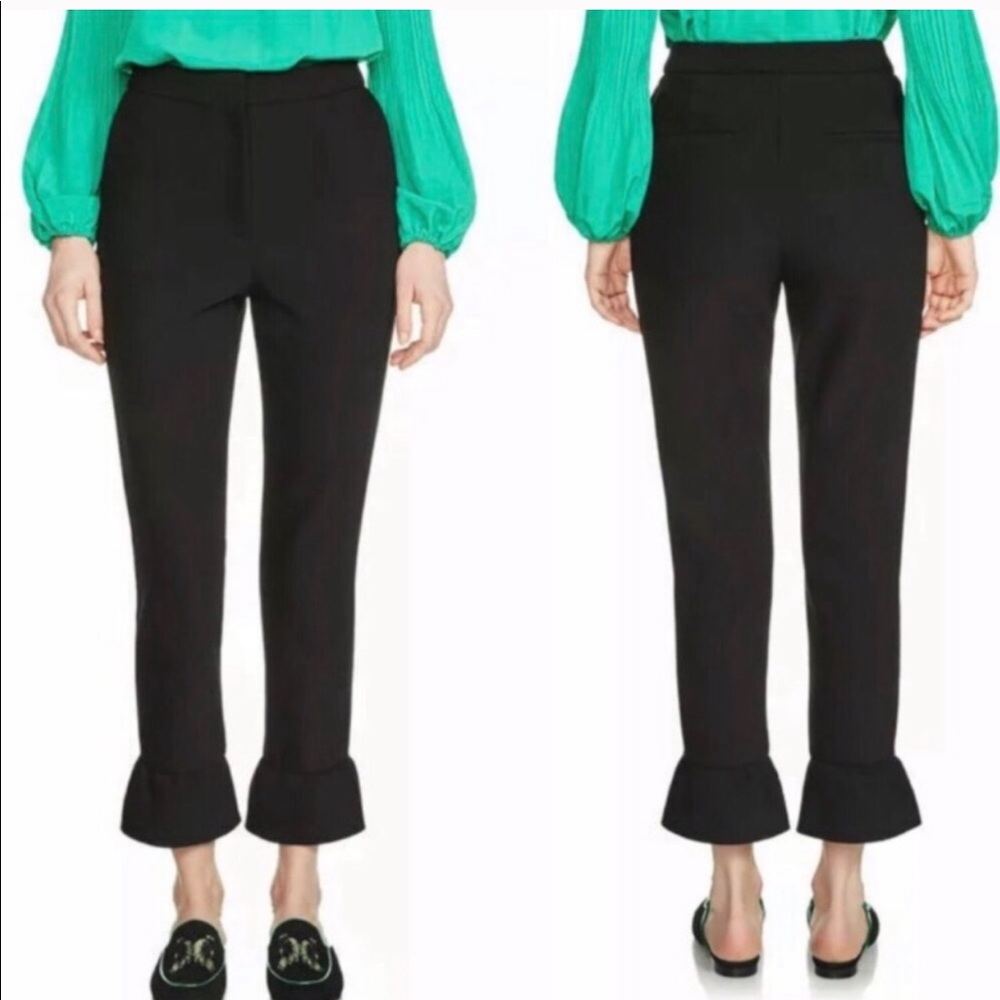 Maje Ruffle Hem “Phoebe” Cropped Trouser Pants